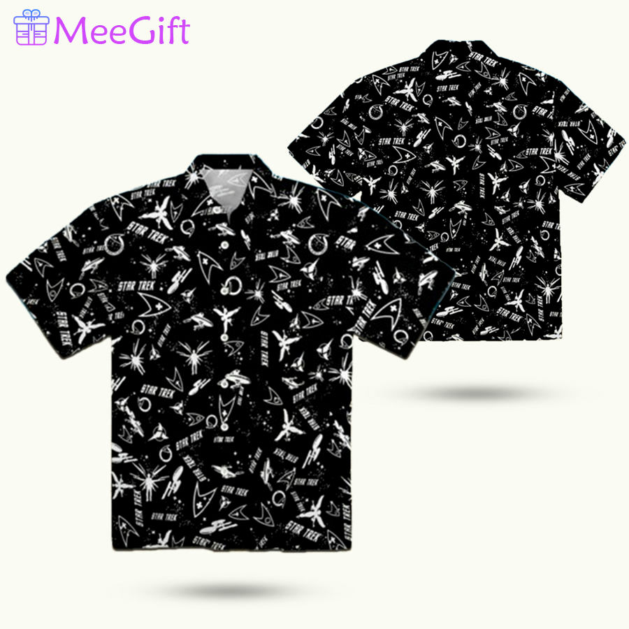 Star trek starship black pattern hawaiian shirt Hawaii Shirt Shorts & Flip Flops