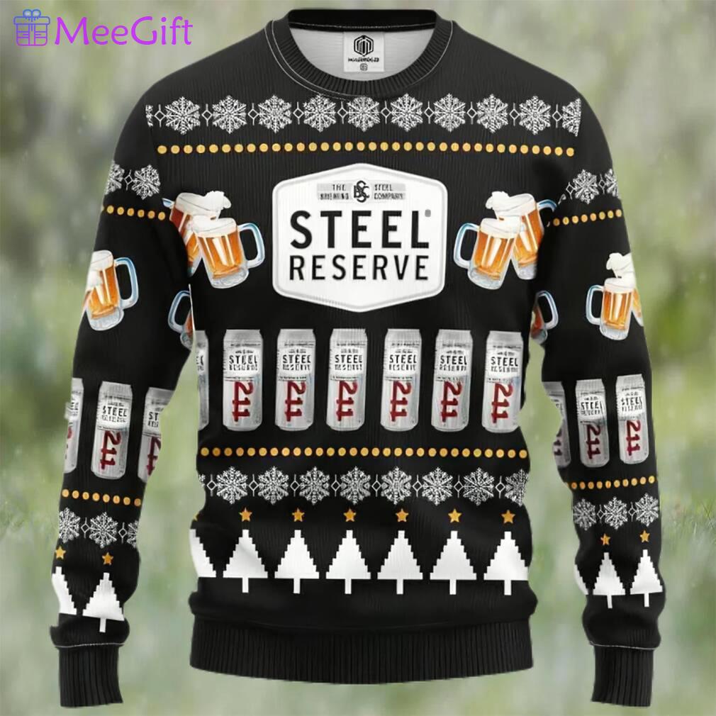 Steel reserve beer ugly christmas sweater, faux wool sweater, gifts for beer lovers, international beer day, best christmas gifts for 2022 ? prinvity Christmas Ugly Sweater