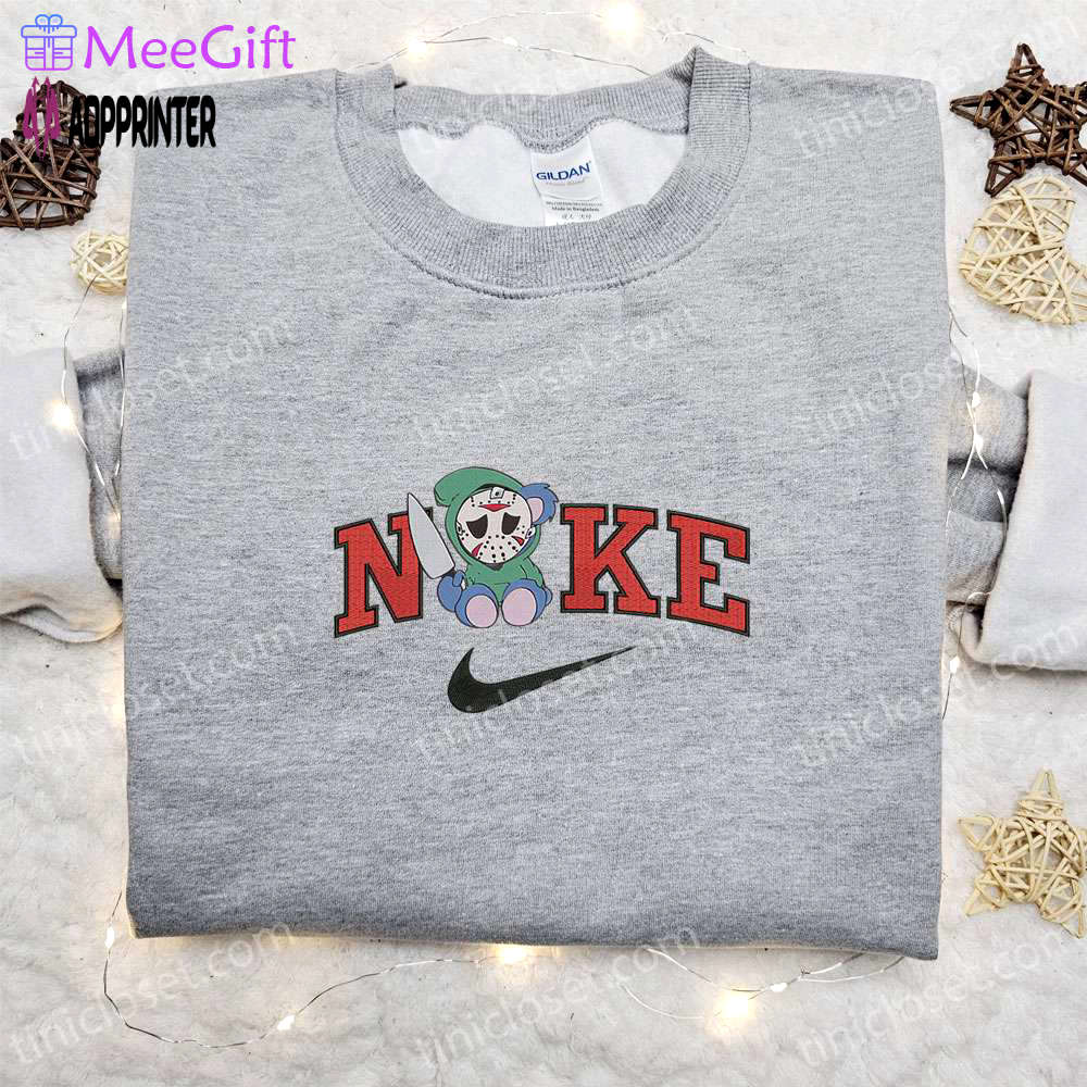 Stitch jason vooher x nike halloween embroidered sweatshirt – scary movie shirt best halloween gift Embroidered Shirt