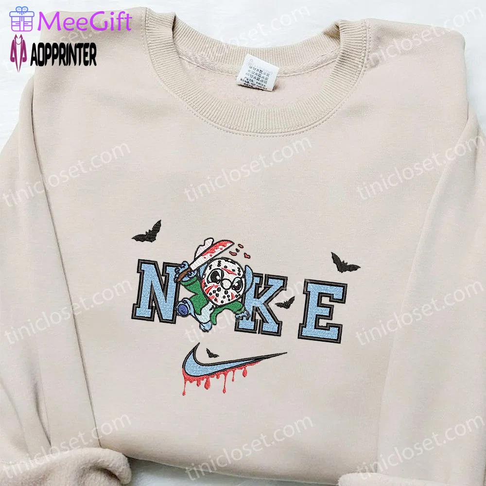 Stitch michael myers x nike movie embroidered shirt: best halloween gift ideas nike inspired limited edition Embroidered Shirt
