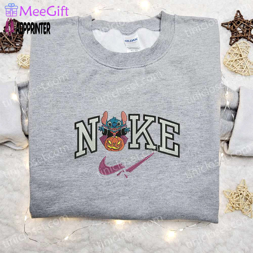 Stitch witch x nike embroidered hoodie & shirt: best halloween gift ideas Embroidered Shirt