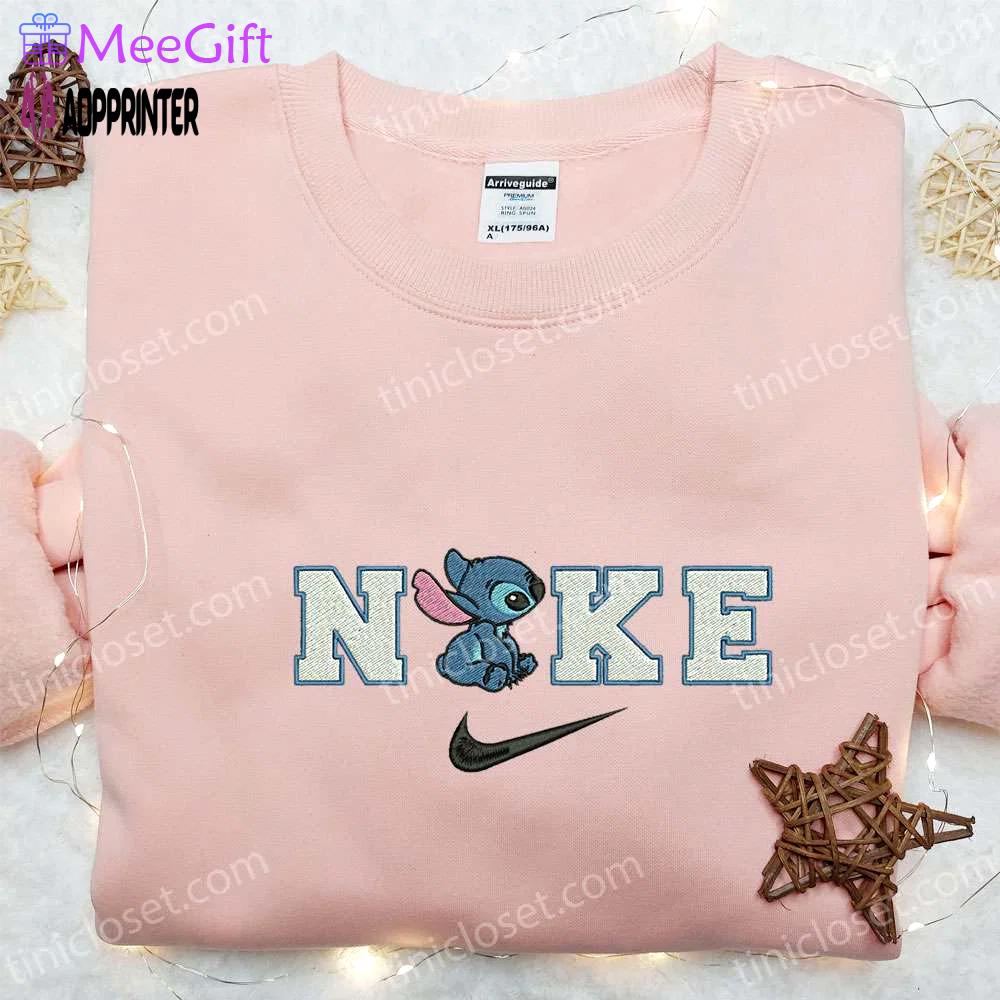 Stitch x nike cartoon embroidered sweatshirt – best nike inspired hoodie perfect birthday gift Embroidered Shirt