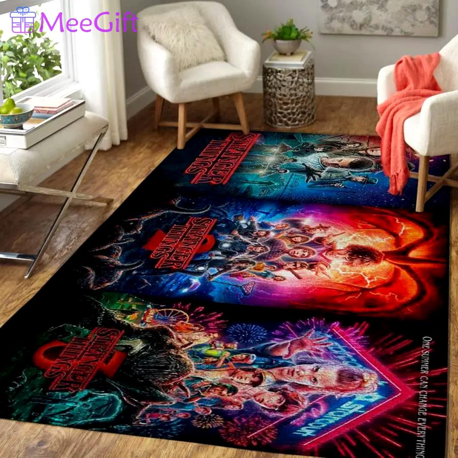 Stranger things area rug living room rug home decor movie floor decor 3sst Rectangle Rug