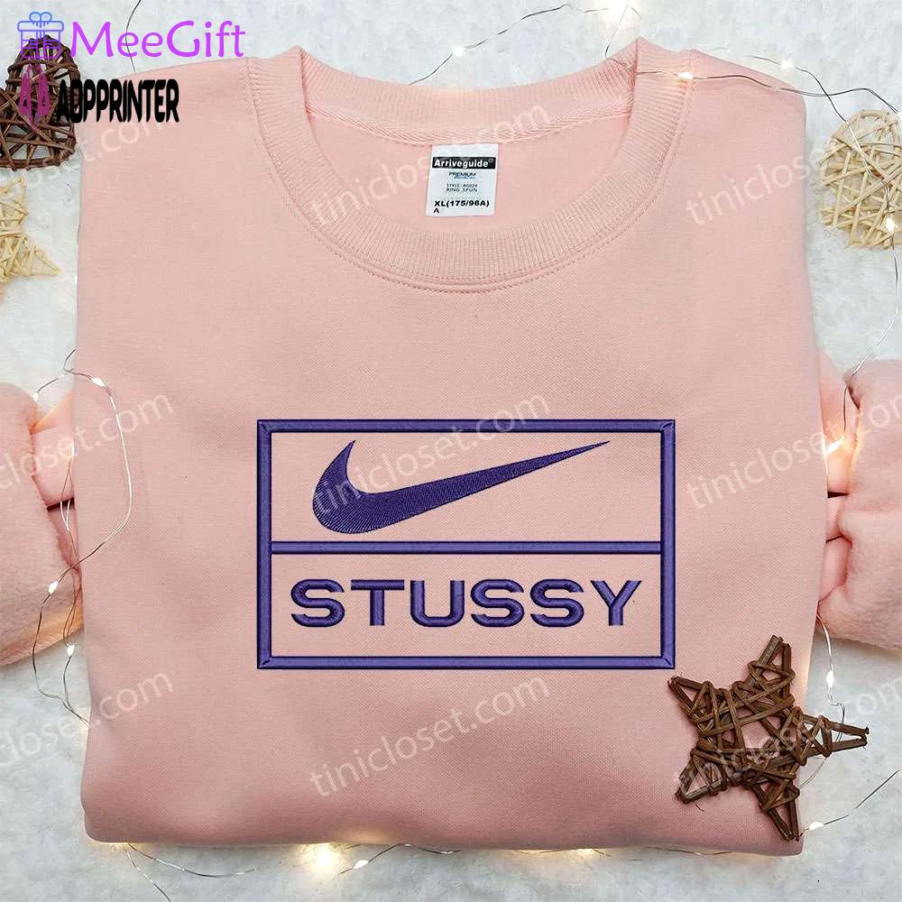 Stussy x nike embroidered hoodie & shirt set – best family gift Embroidered Shirt