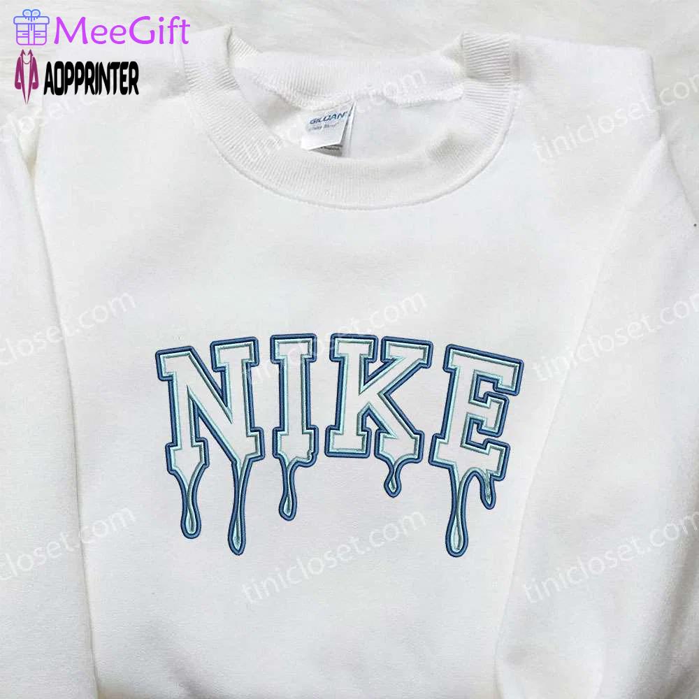 Stylish blue drip x nike embroidered shirt – perfect gift for son custom design Embroidered Shirt