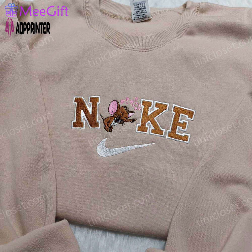 Stylish jerry nike embroidered shirt – trendy nike & cartoon embroidery Embroidered Shirt