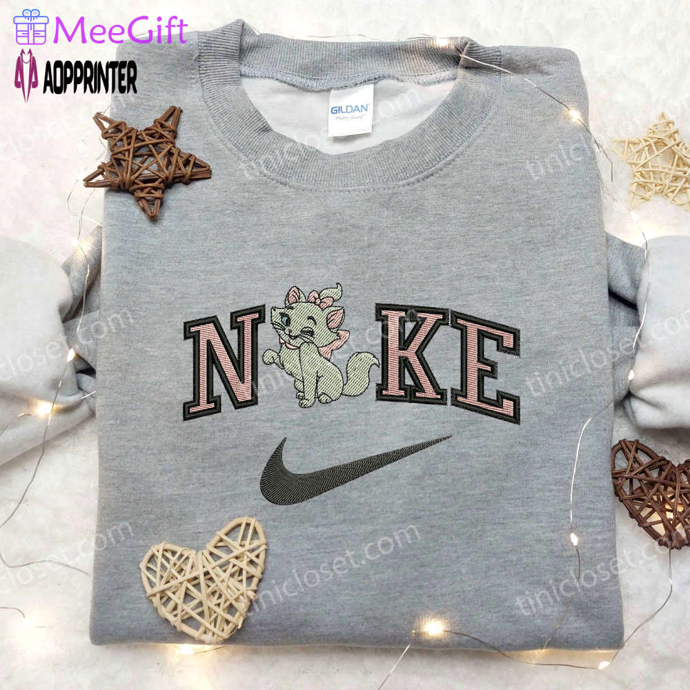 Stylish marie x nike embroidered shirt: aristocats & custom designs Embroidered Shirt