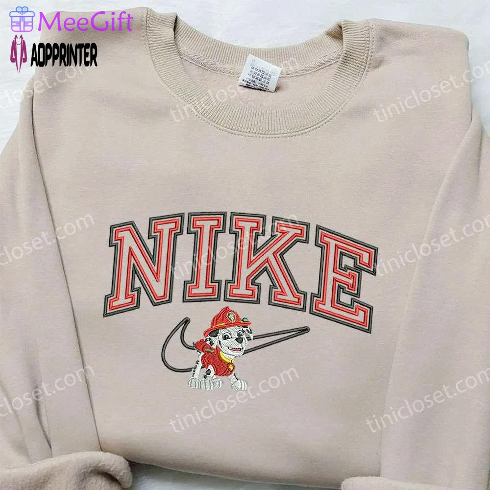 Stylish marshall x nike embroidered sweatshirt paw patrol cartoon & nike inspired shirt Embroidered Shirt
