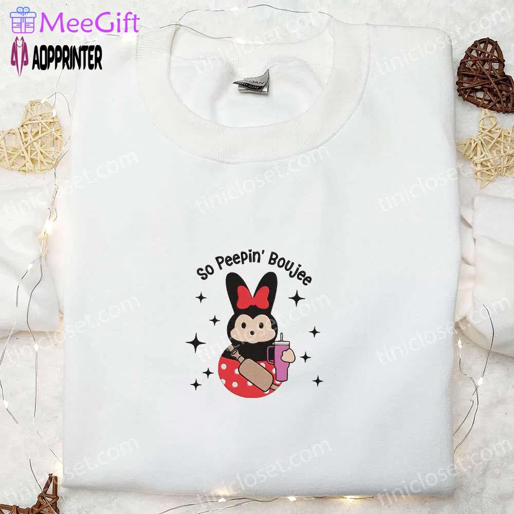 Stylish minnie so peepin’ boojee shirt & thanksgiving hoodie: best holiday gift ideas Embroidered Shirt