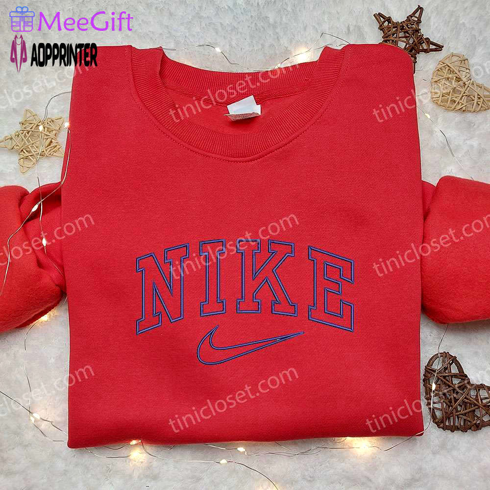 Stylish nike inspired embroidered sweatshirt – perfect family gift! Embroidered Shirt