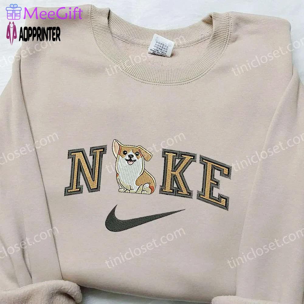 Stylish welsh corgi x nike embroidered hoodie & animal shirt nike inspired design Embroidered Shirt