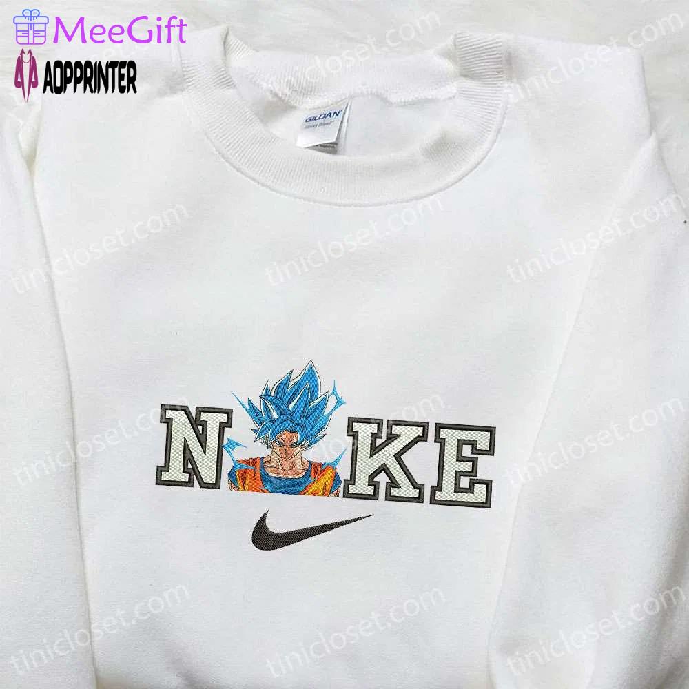 Super saiyan blue goku x nike embroidered shirt – dragon ball anime inspired Embroidered Shirt