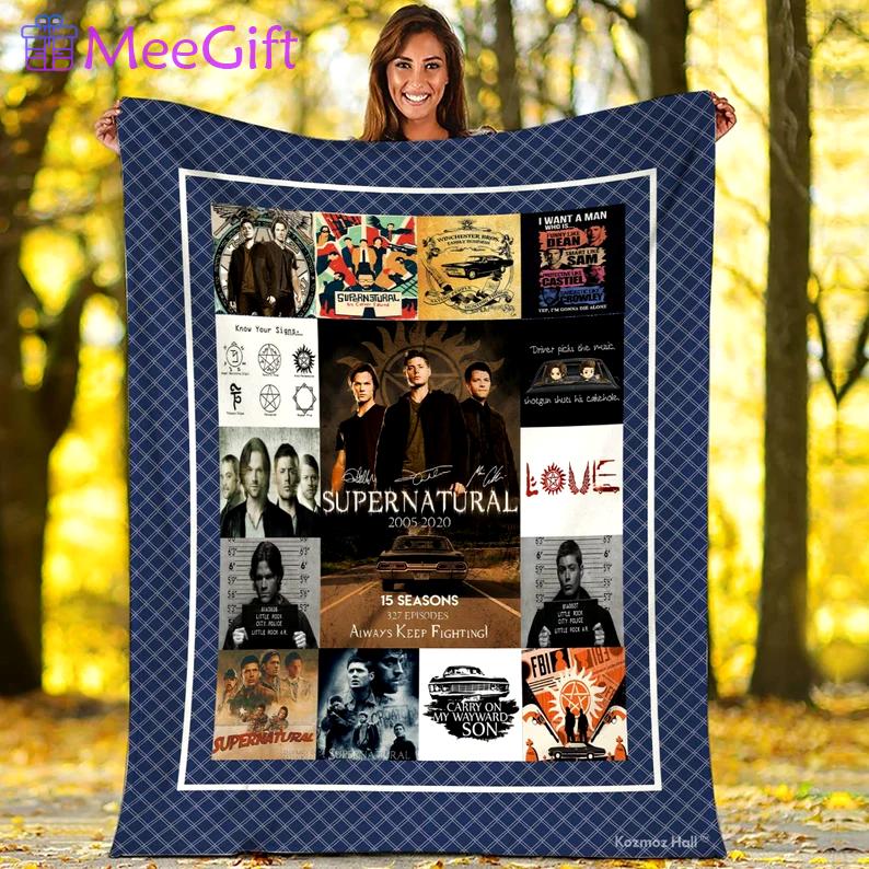 Supernatural fleece blanket, supernatural blanket, dean winchester blanket, supernatural fan gifts, birthday gifts, christmas gifts Quilt Blanket