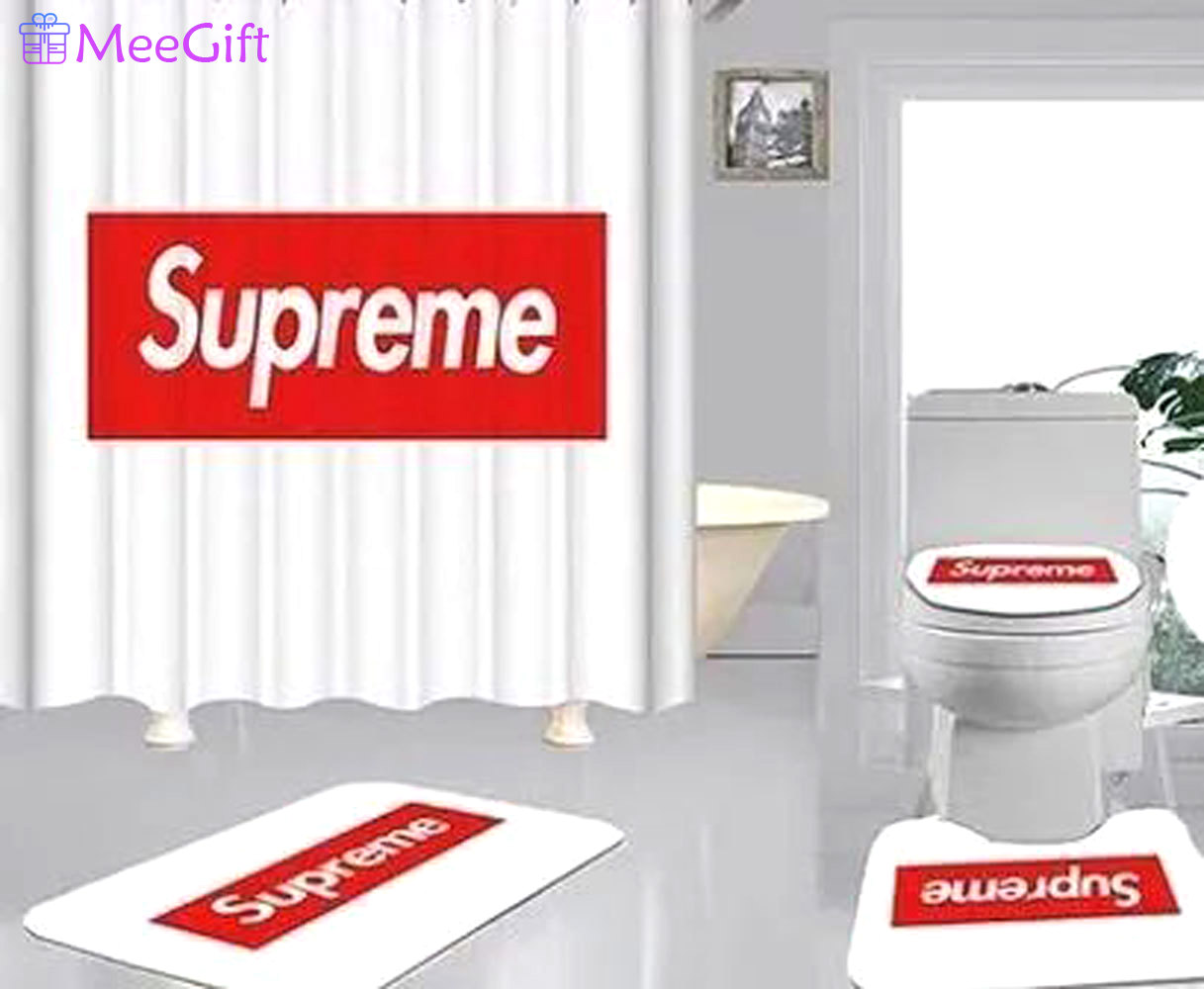 Supreme white bath mat home decor hypebeast bathroom sets luxury fashion brand Bathroom Set