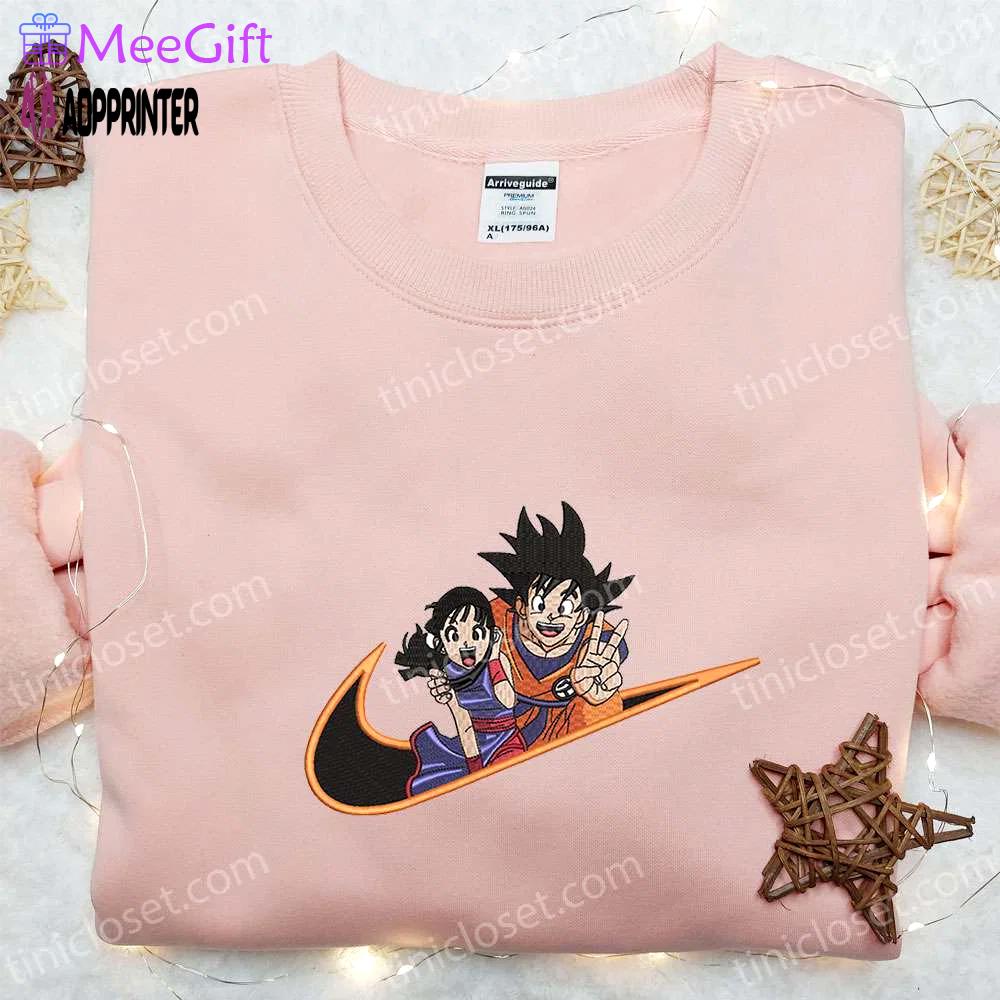 Swoosh x goku & chichi anime embroidered shirt dragon ball hoodie custom nike t-shirt Embroidered Shirt