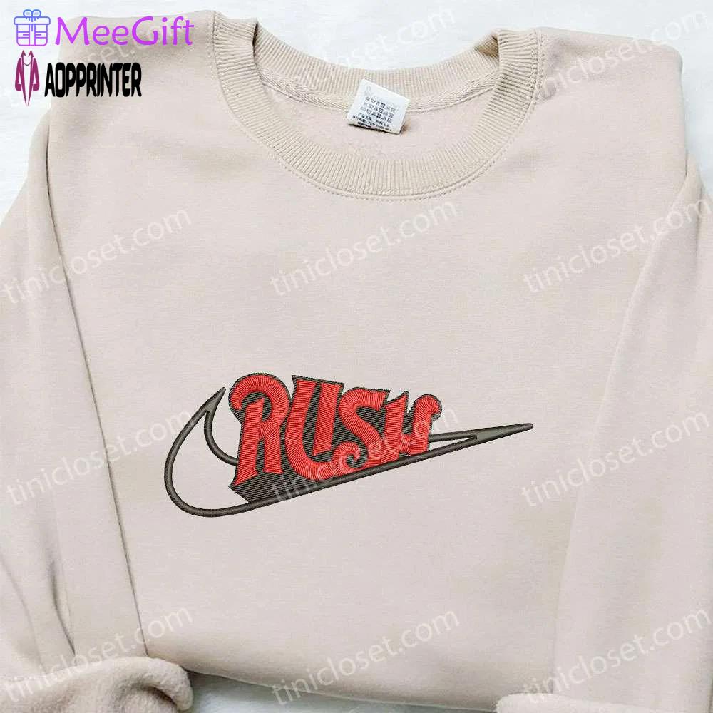 Swoosh x rush embroidered hoodie & nike inspired shirt: best family gift ideas Embroidered Shirt