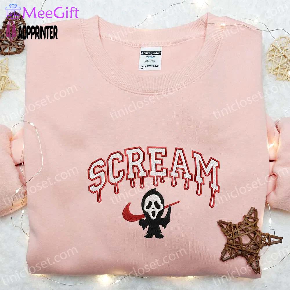 Swoosh x scream ghostface embroidered sweatshirt: best horror movie shirt perfect gift for all occasions Embroidered Shirt