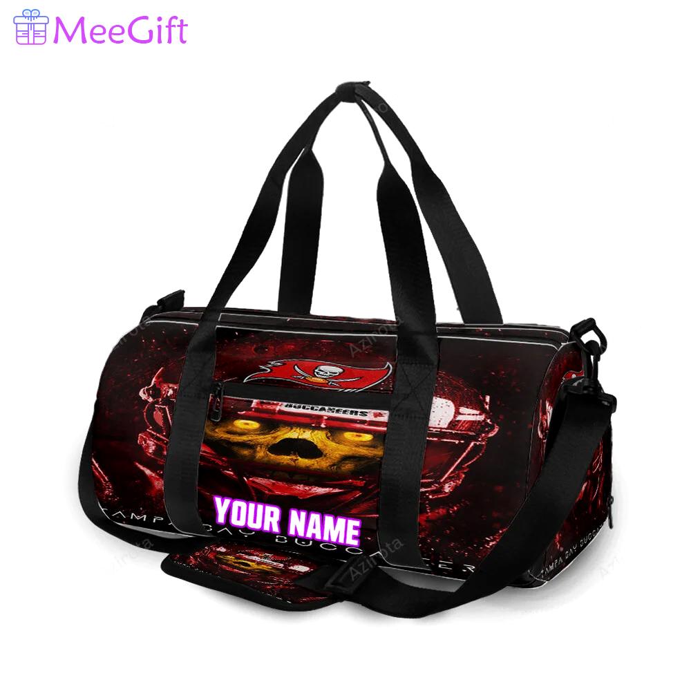 Tampa bay buccaneers skull v3 personalized name travel bag gym bag 2481 Travel Bag