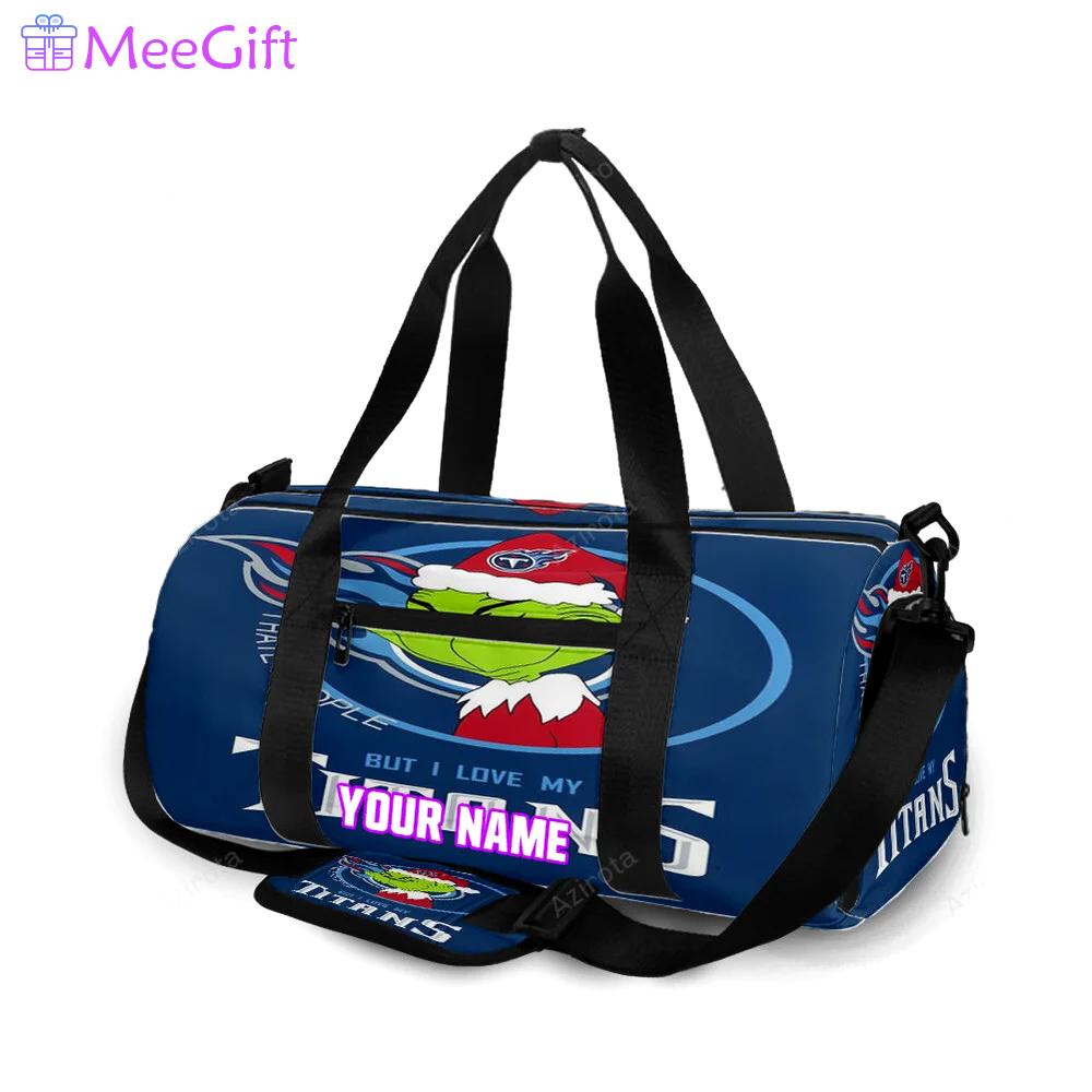 Tennessee titans grinch i hate people but i love my titans personalized name travel bag gym bag 1959 Travel Bag