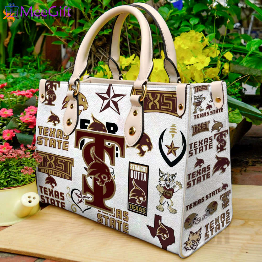 Texas state bobcats leather handbag gift for women 432 Women Leather Hand Bag