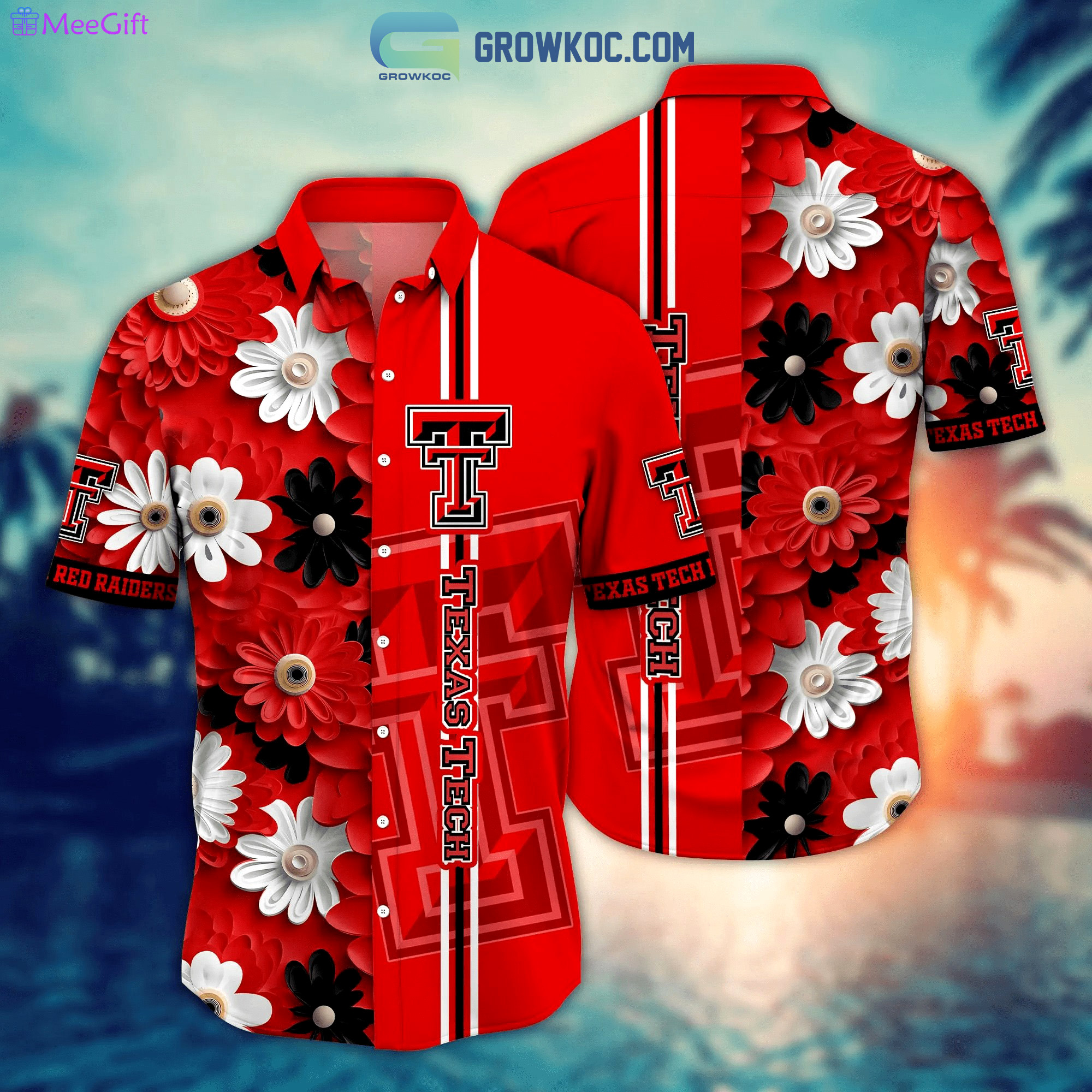 Texas tech red raiders ncaa flower hawaiian shirt Hawaii Shirt Shorts & Flip Flops