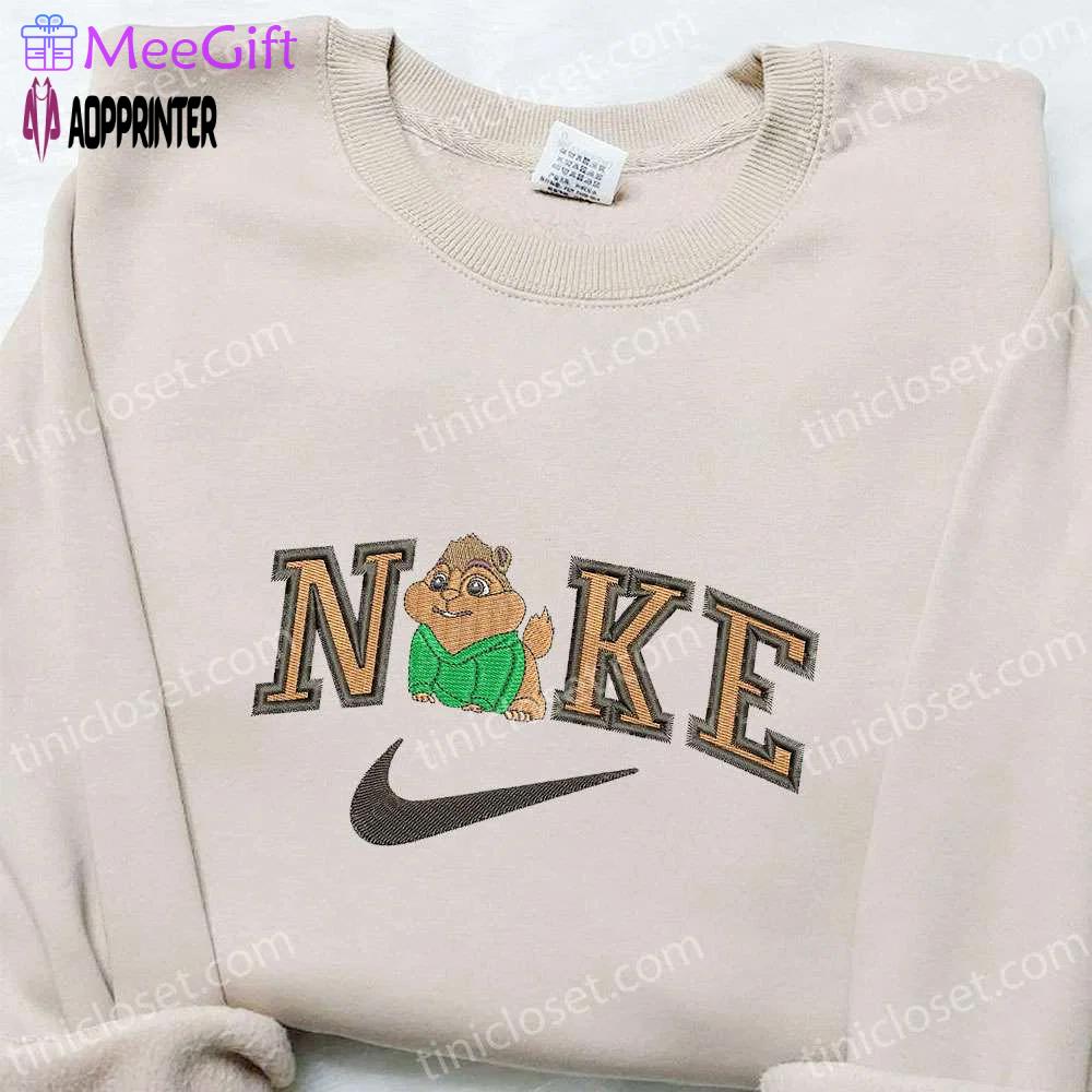 Theodore x nike cartoon embroidered shirt alvin and the chipmunks nike inspired Embroidered Shirt