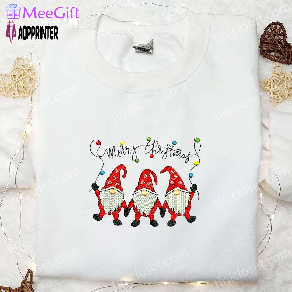 Three gnomes merry christmas hoodie & t-shirt: best family gift ideas Embroidered Shirt