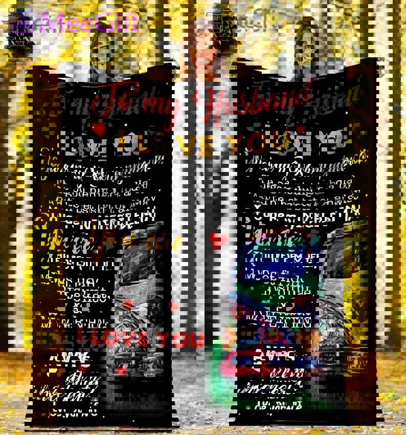 To my husband i love you hippie van car fleece blanket, mink sherpa blanket, gift for husband, hippie van quilt, hippie blanket Quilt Blanket