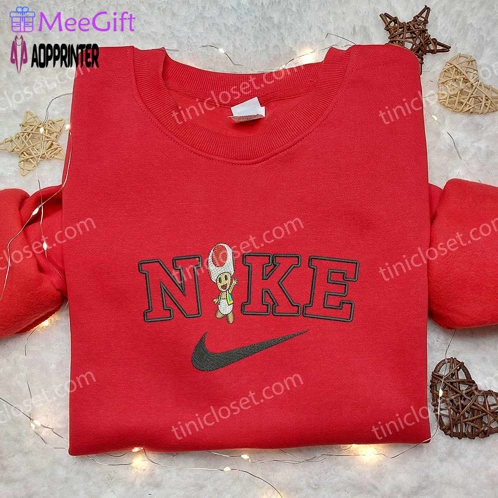 Toad x nike embroidered hoodie & super mario shirt: nike inspired apparel Embroidered Shirt