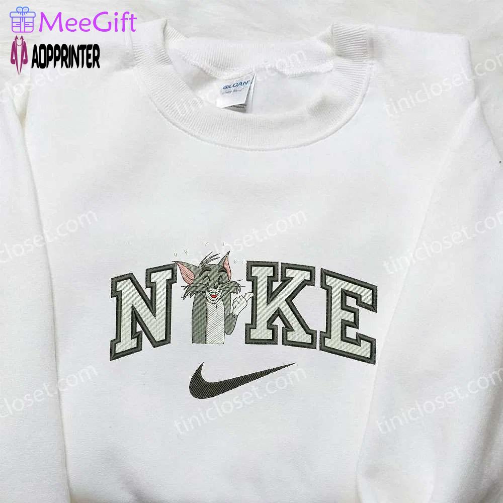 Tom heart x nike swoosh hoodie tom and jerry shirt: embroidered nike inspired tops Embroidered Shirt