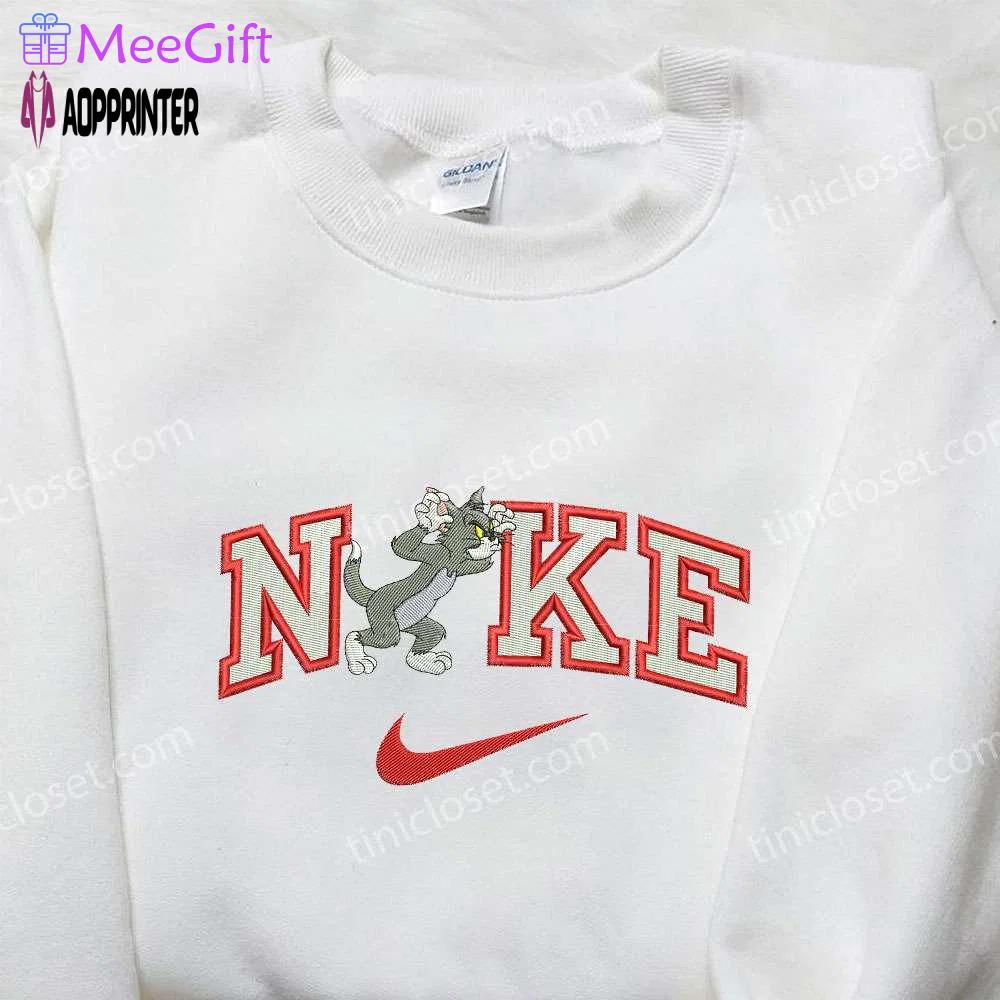 Tom x nike embroidered hoodie tom and jerry shirt nike inspired shirt Embroidered Shirt