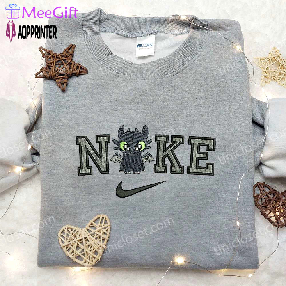Toothless x nike embroidered shirt – how to train your dragon custom tee Embroidered Shirt