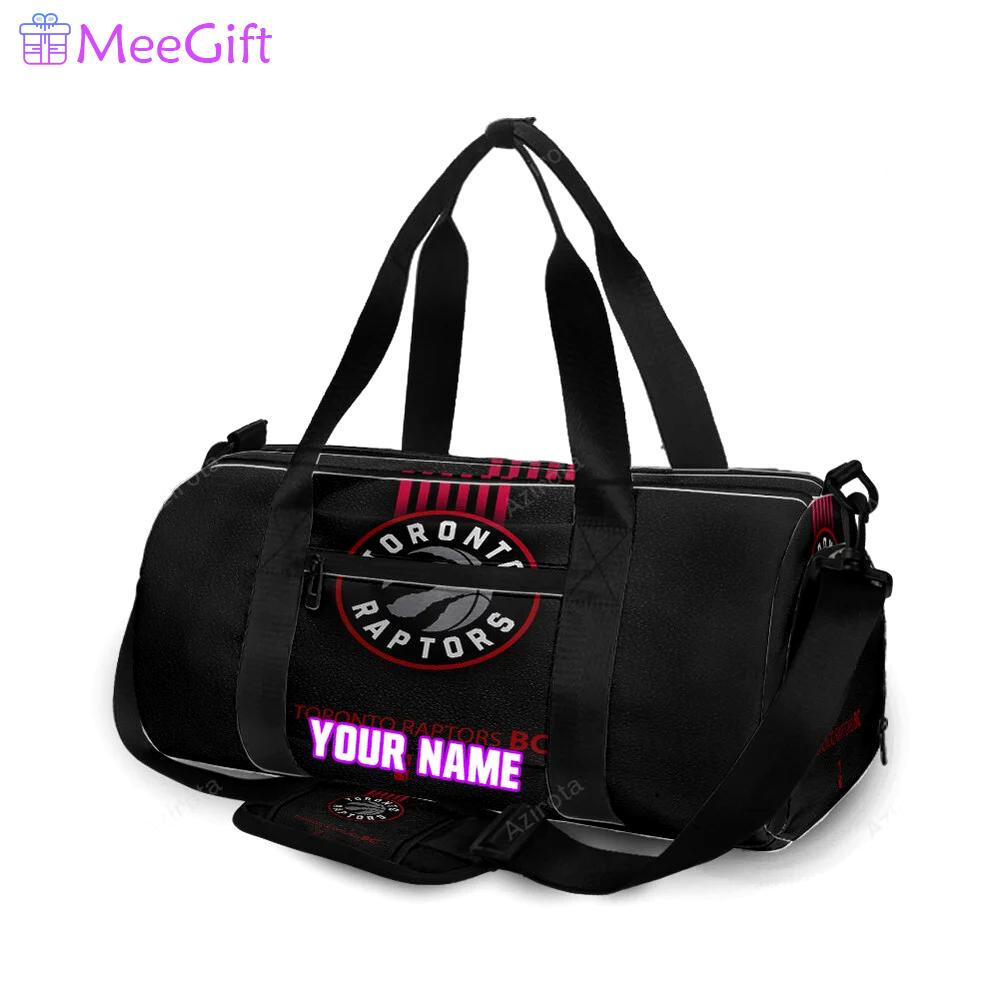 Toronto raptors red black leather personalized name travel bag gym bag 2426 Travel Bag
