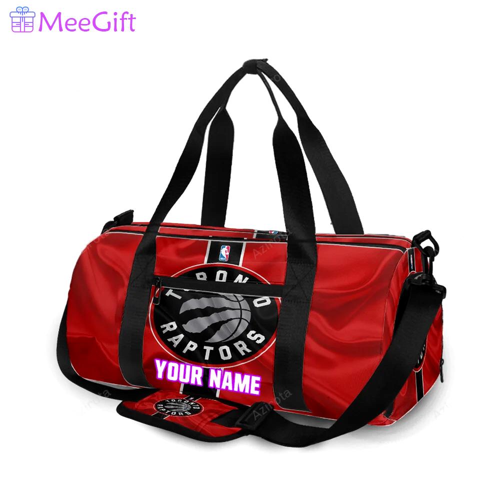 Toronto raptors red black silk personalized name travel bag gym bag 2526 Travel Bag
