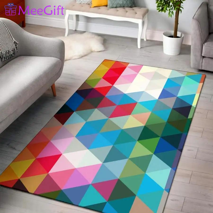 Triangle colorful pattern print area rug living room rug home decor Rectangle Rug