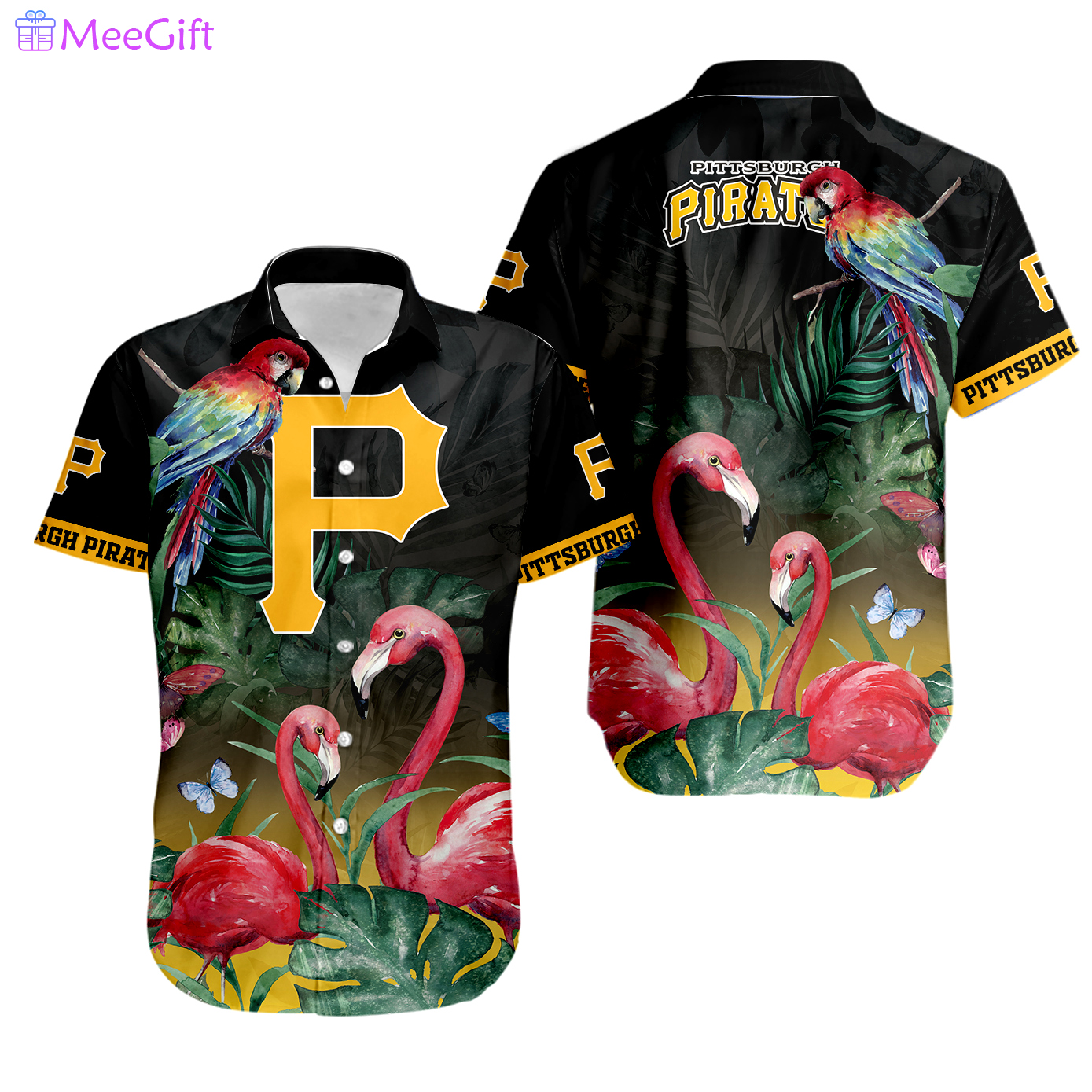 Tropical cranes and parrots pittsburgh pirates hawaiian shirt Hawaii Shirt Shorts & Flip Flops