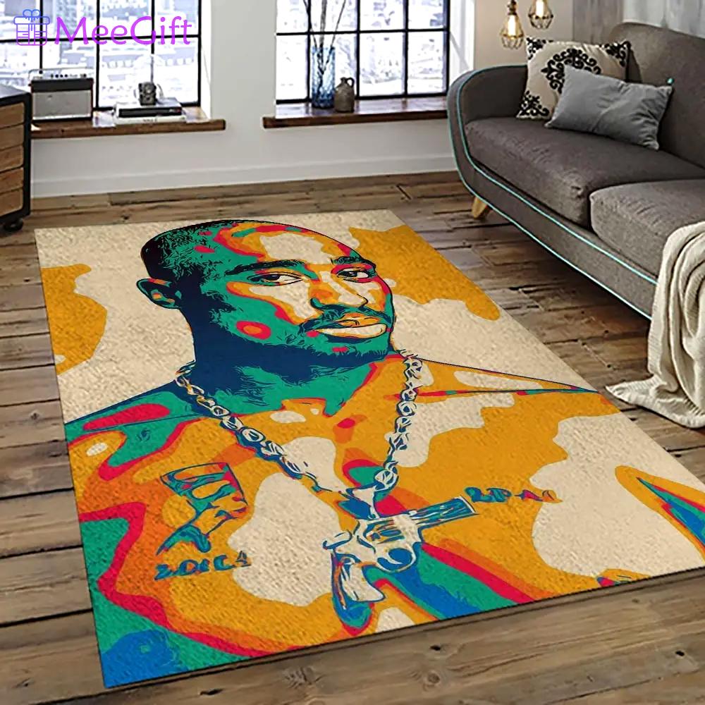 Tupac shakur rapper hiphop music rap carpet area rug home decor gift for fans gift for friends ts27 Rectangle Rug