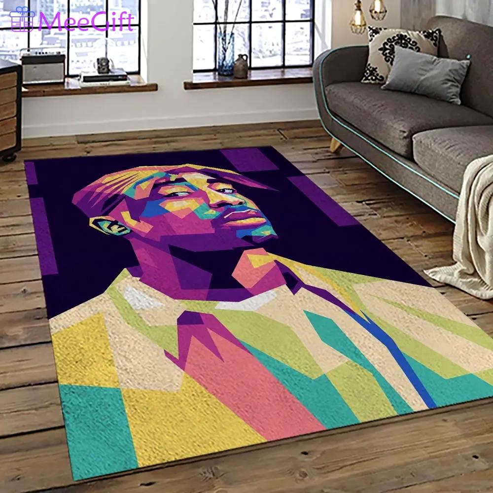 Tupac shakur rapper hiphop music rap carpet area rug home decor gift for fans gift for friends ts51 Rectangle Rug