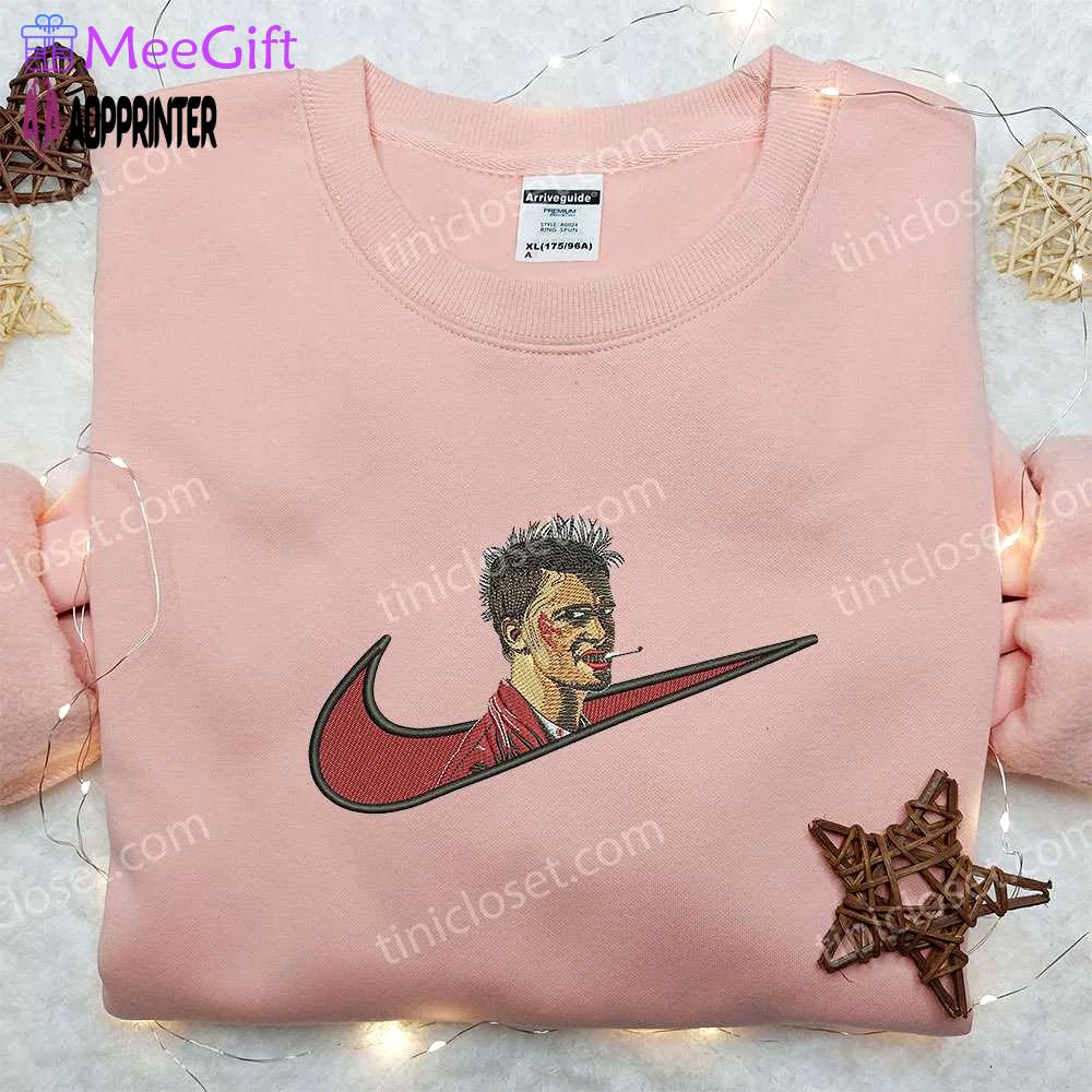 Tyler durden x nike swoosh embroidered hoodie & shirts: movie-inspired nike collection Embroidered Shirt