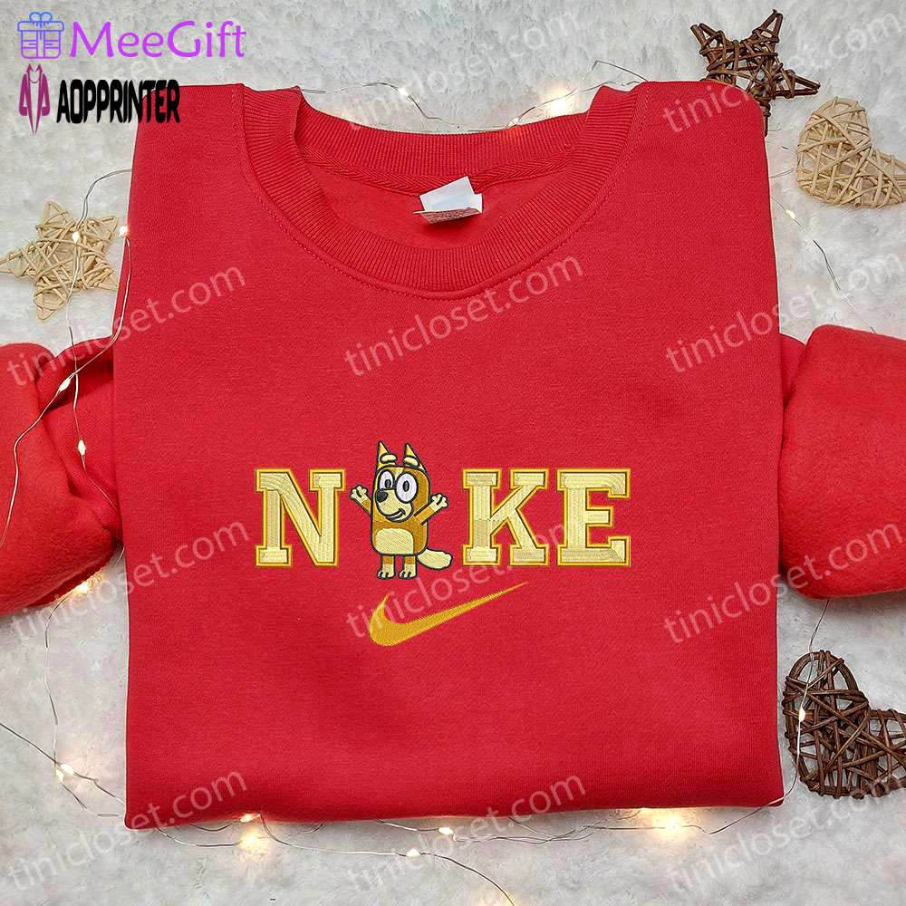 Unique bingo x nike cartoon & bluey embroidered shirts – custom nike designs Embroidered Shirt