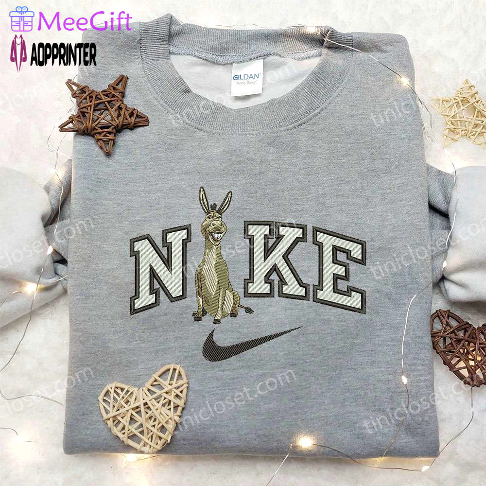 Unique donkey x nike & shrek embroidered shirts – customizable nike apparel Embroidered Shirt