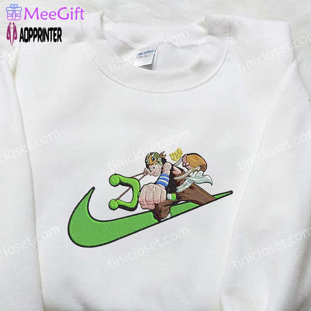 Usopp x nike swoosh anime hoodie & embroidered one piece nike inspired shirt Embroidered Shirt