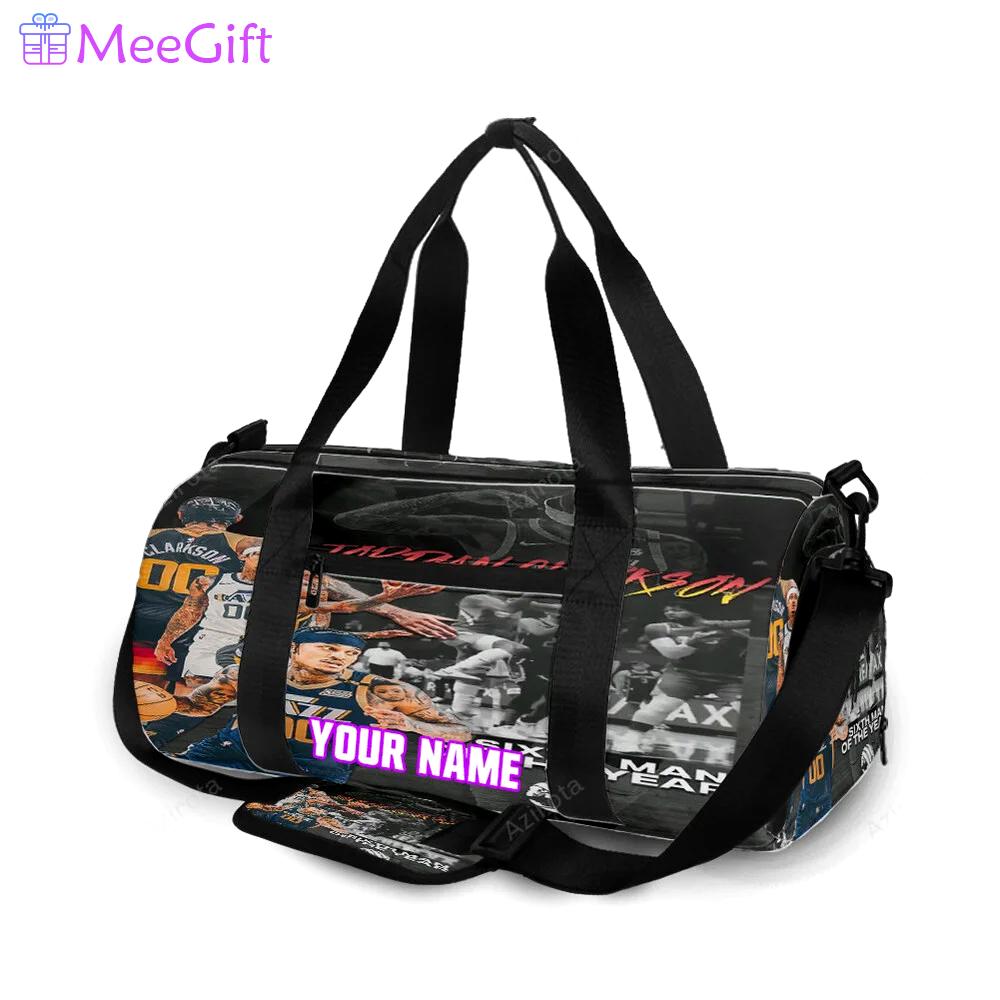 Utah jazz 00 jordan clarkson v31 personalized name travel bag gym bag 2489 Travel Bag