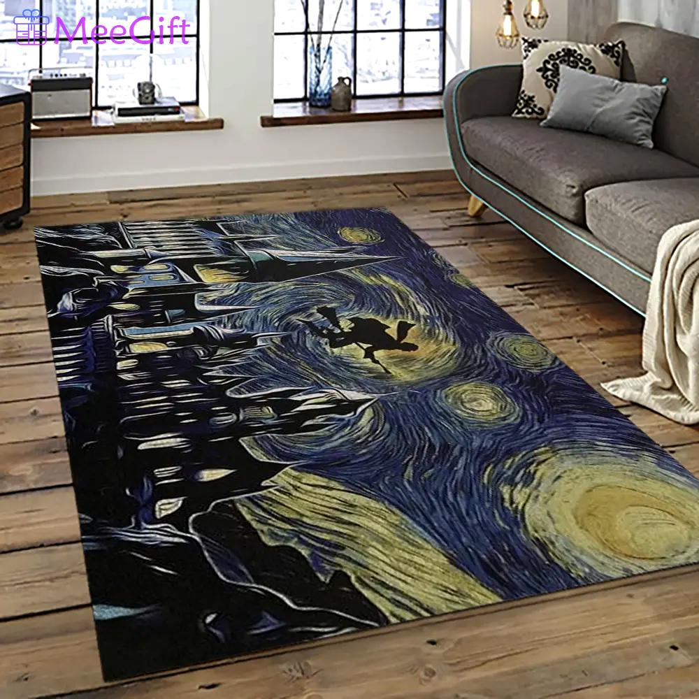 Van gogh starry night harry potter cartoon movie carpet rectangle area rug for room decor vhp16 Rectangle Rug