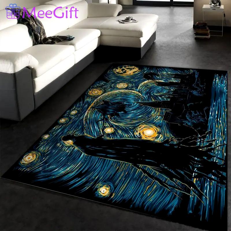 Van gogh starry night harry potter dementors hogwarts area rug living room and bed room rug rug regtangle carpet floor decor home decor Rectangle Rug
