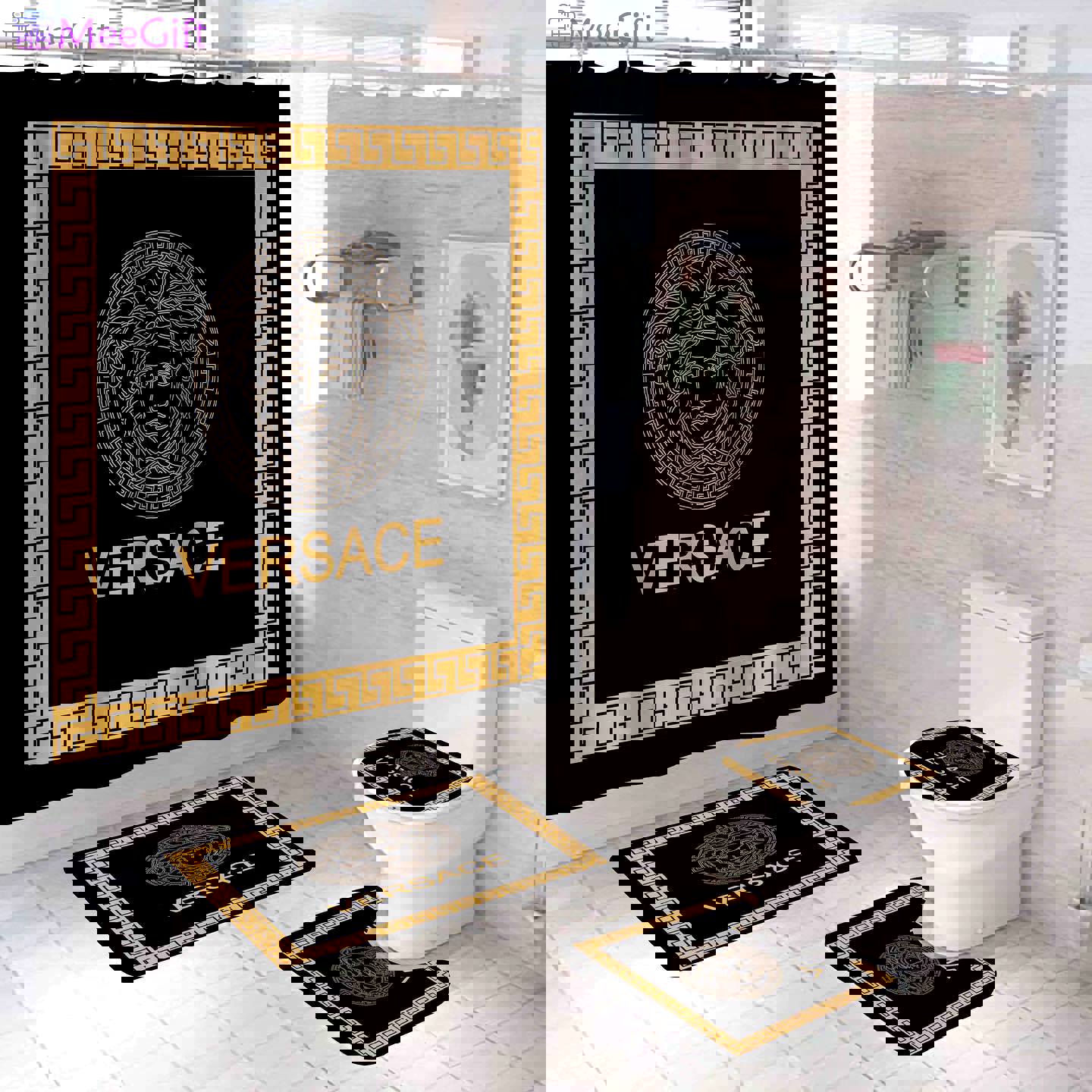 Versace bathroom set hypebeast luxury fashion brand bath mat home decor Bathroom Set