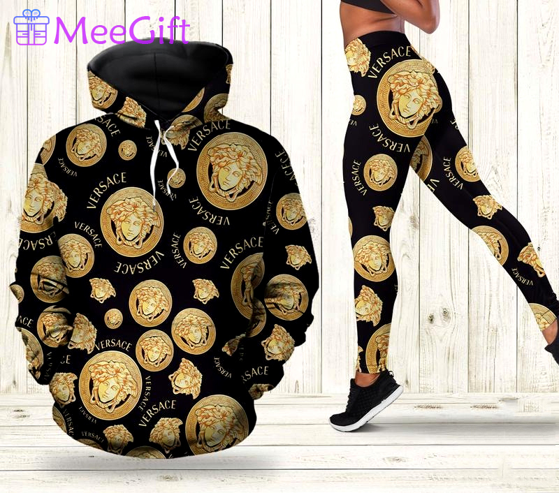 Versace logo seamless pattern 3d hoodie and leggings set 289 hcst 9 Hoodie Leggings Set