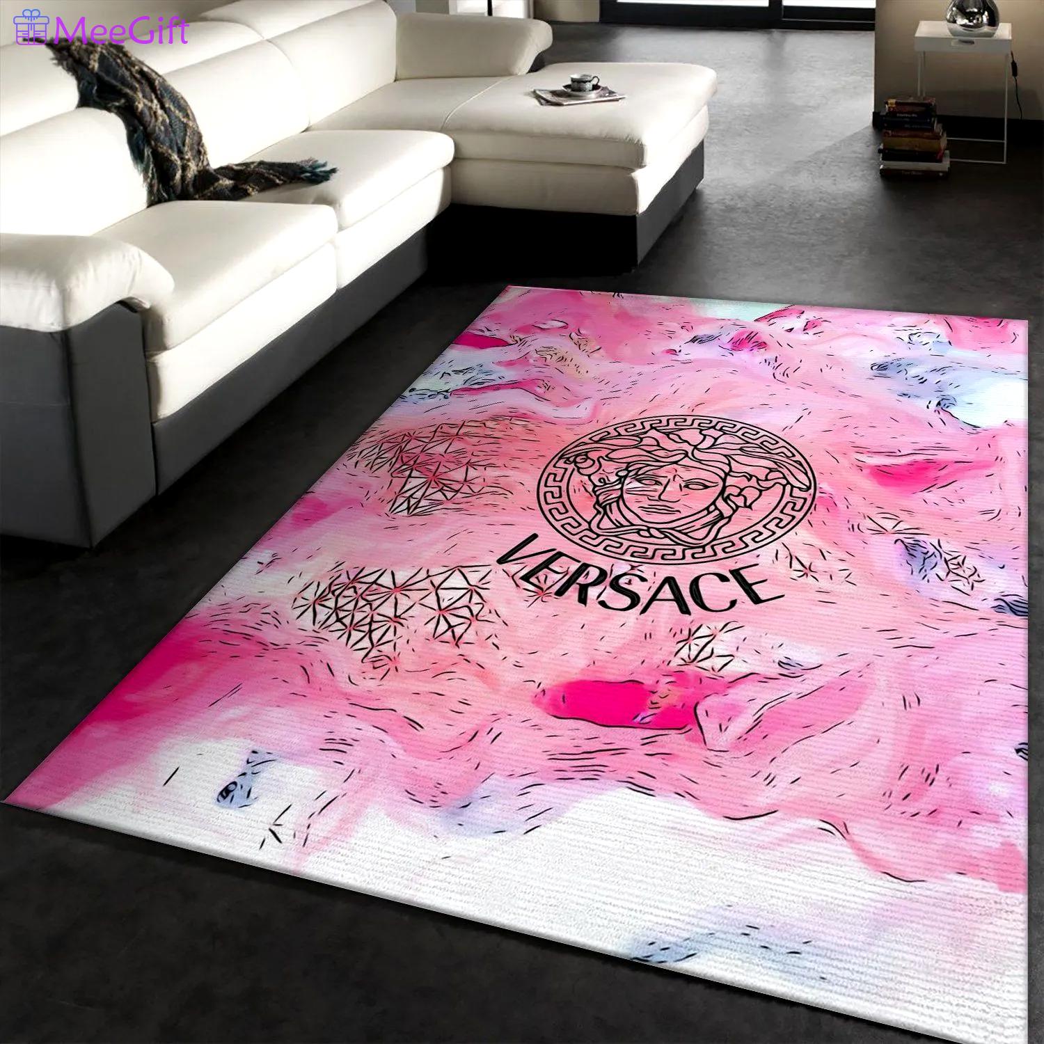Versace logo type 84. Upgrade Your Living Room with Luxury Home Decor: Area Carpets, Floor Decor, Door Mats, and Hot Gift Items with style a High-End Fashion Brand Rectangle Rug
