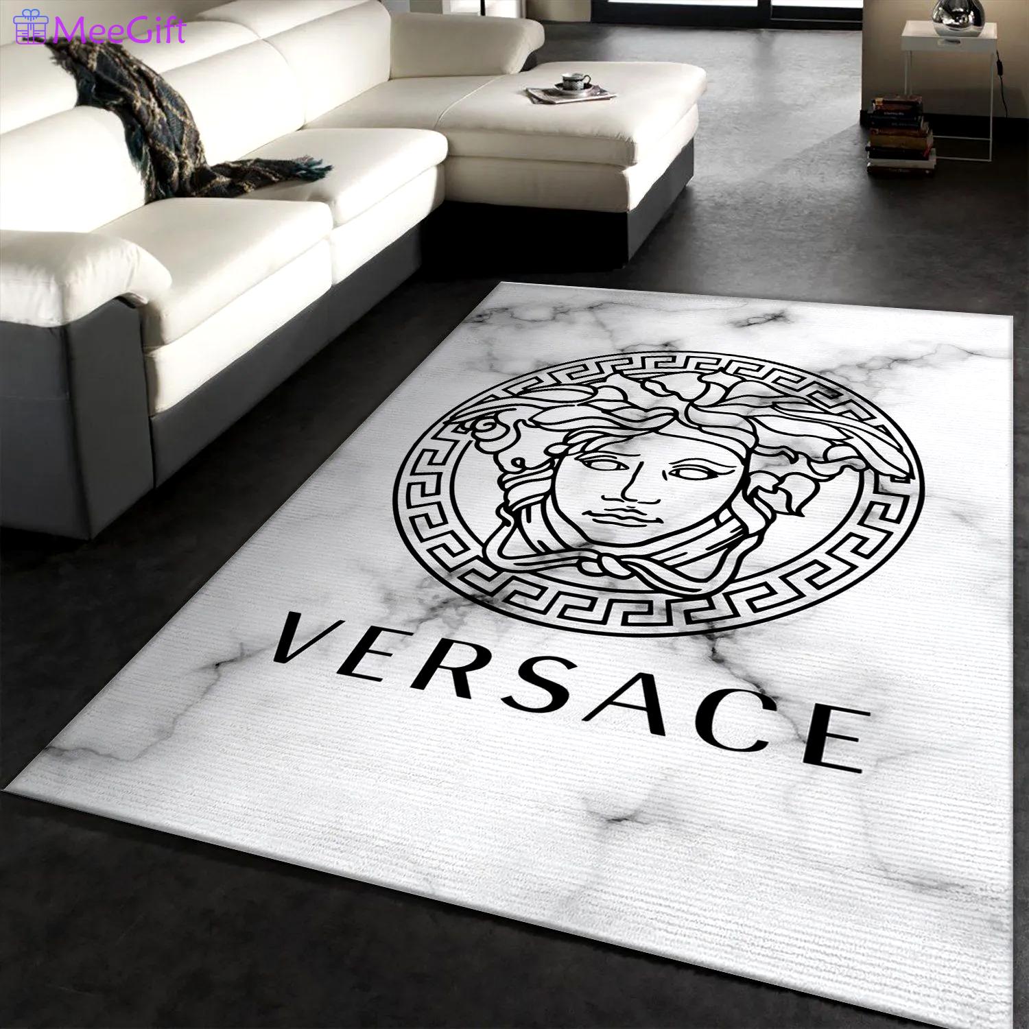 Versace logo type 855. Upgrade Your Living Room with Luxury Home Decor: Area Carpets, Floor Decor, Door Mats, and Hot Gift Items with style a High-End Fashion Brand Rectangle Rug