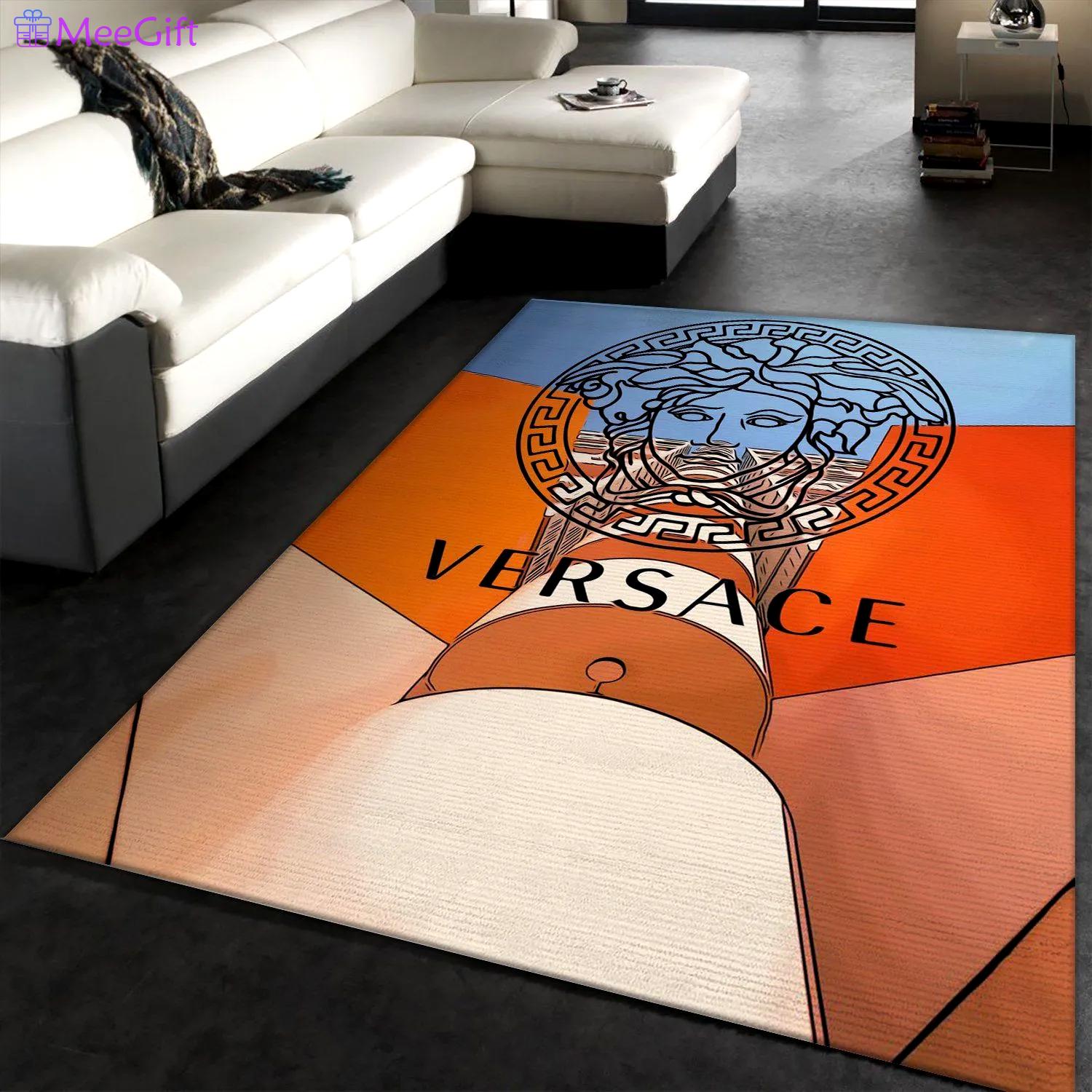 Versace logo type 97. Upgrade Your Living Room with Luxury Home Decor: Area Carpets, Floor Decor, Door Mats, and Hot Gift Items with style a High-End Fashion Brand Rectangle Rug